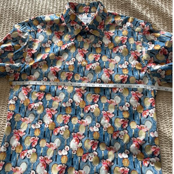 ETON Tennis Racket Flower‎ Floral Long Sleeve Button Shirt Large - Picture 3 of 7